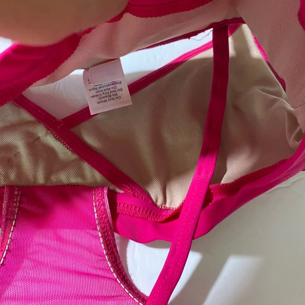 WEISSMAN elite Dance hot pink Costume SEQUIN AND FRINGE LEOTARD D10201 MA adult